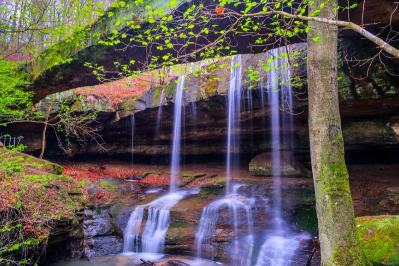 Rockbridge Falls, one of the best waterfalls in Hocking Hills