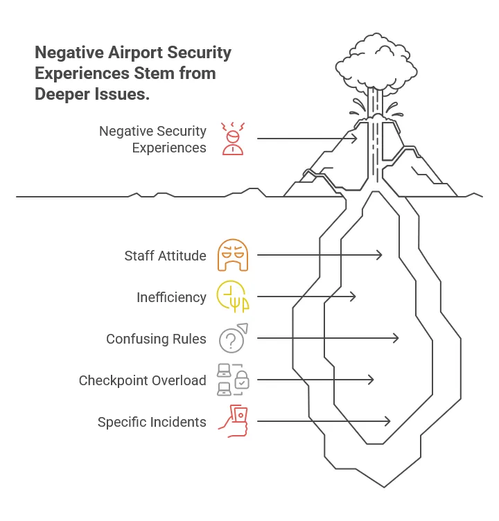 Issues or Behaviours contribute to a Negative Airport Security Experience