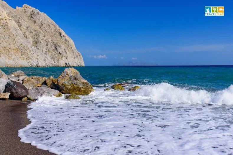 Perissa Beach, Santorini, one of the black sand beaches around the world.